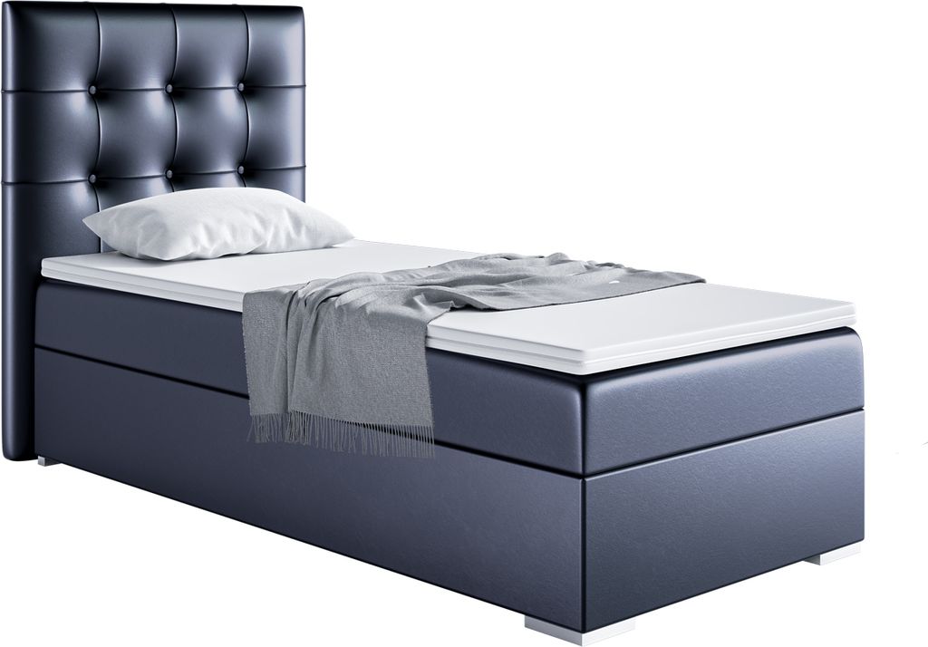 MEBLINI Boxspringbett mit Bettkasten - Gepolstert Einzelbett mit Matratze und Topper - Polsterbett mit Stauraum - Bett mit Kopfteil - Stauraumbett ...