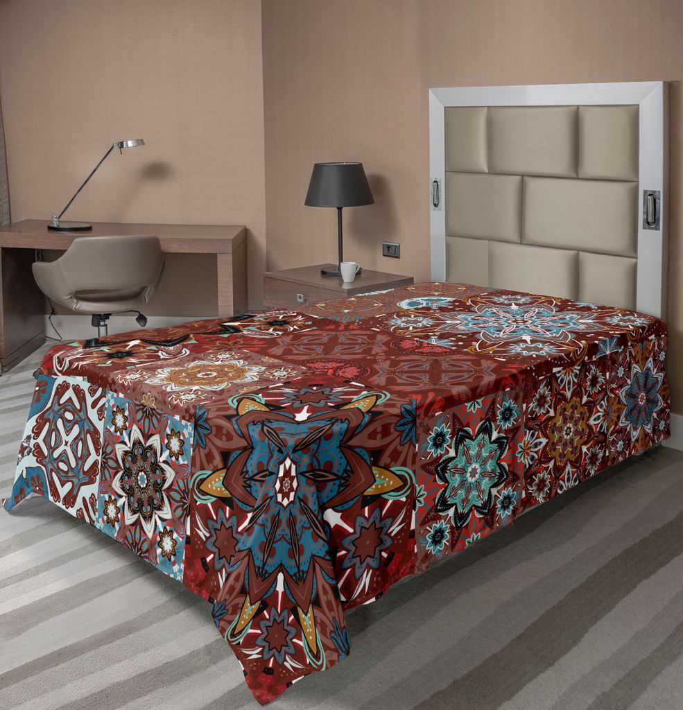 ABAKUHAUS viktorianisch Bettlaken, Klassische viktorianische authentische Blumenmotive und ethnisches Stammes- Mandala-Muster, weiches bequemes obe...