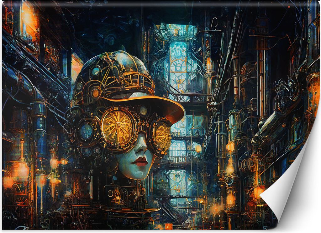 Vlies fototapete Weiblicher Steampunk Abstraktion 400x280 cm Feeby Gold inkl. Kleber einfache Montage