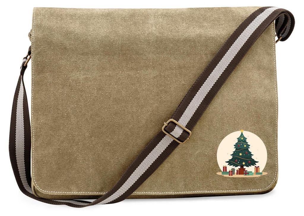 Huuraa Umhängetasche Weihnachtsbaum Tannenbaum 14 Liter Sahara Canvas Laptoptasche Geschenkidee