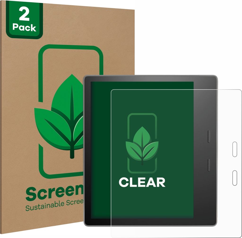2x ScreenLeaf Schutzfolie für Amazon Kindle Oasis 2019 (10. Gen.) nachhaltiger Displayschutz Display Schutz Folie Klar Transparent
