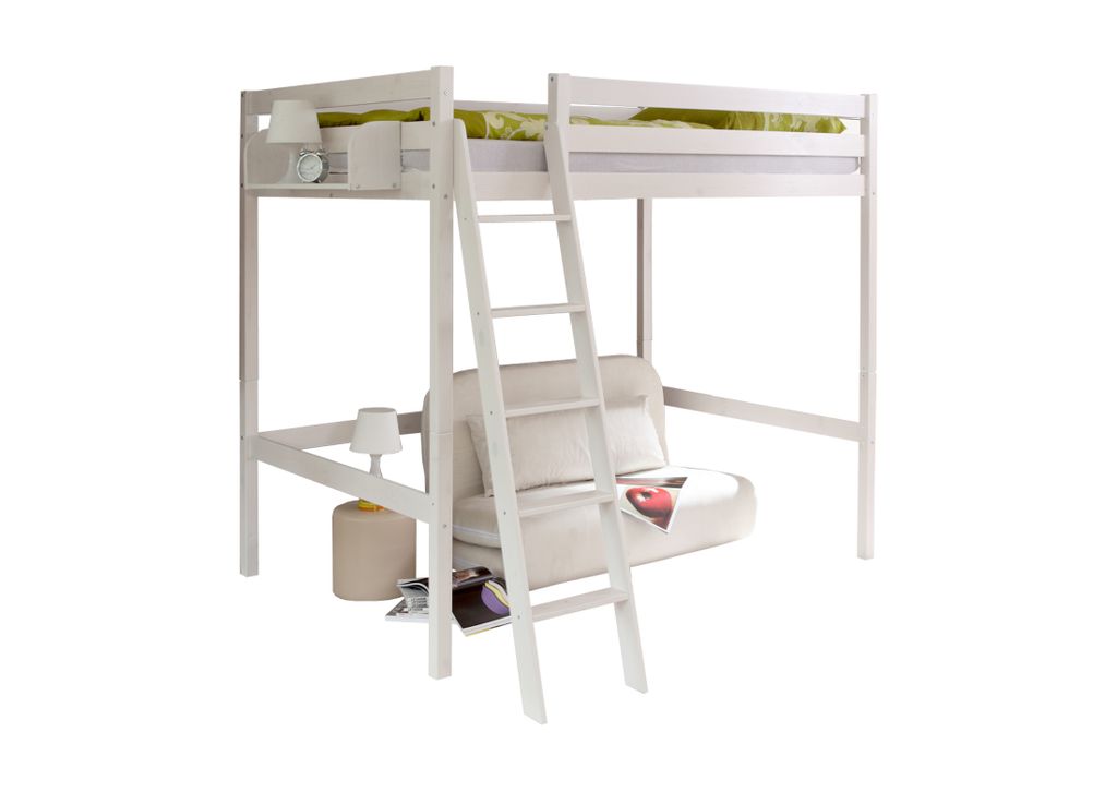 TiCAA Hochbett Matthias 140 x 200 Kiefer weiss Produktbild 2