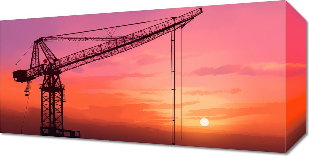 Bild 40x20cm Abendstimmung auf der Baustelle