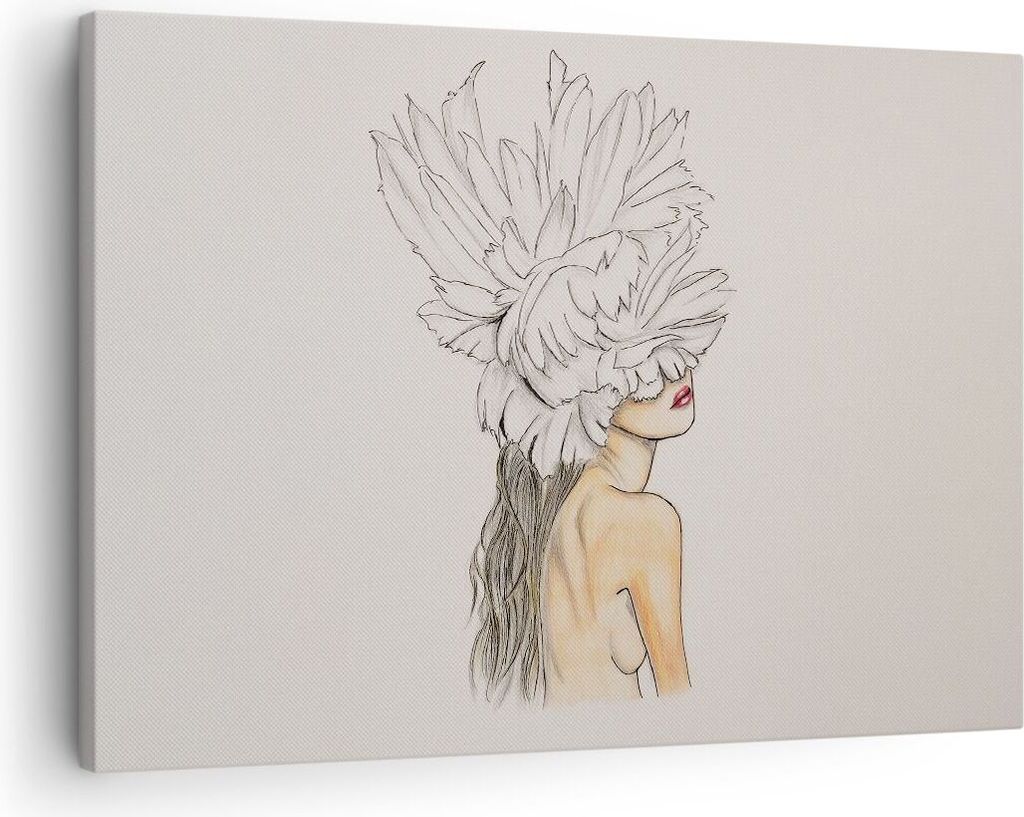 Bild auf Leinwand - Leinwandbild - Einteilig - Mode Frau Zeichnung - 70x50cm - Wand Bild - Wanddeko - Wandbilder - Leinwanddruck - Bilder - Wanddek...