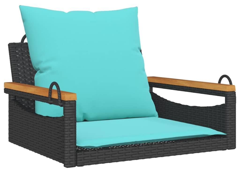 vidaXL Hängesessel mit Kissen Schwarz 63x62x40 cm Poly Rattan