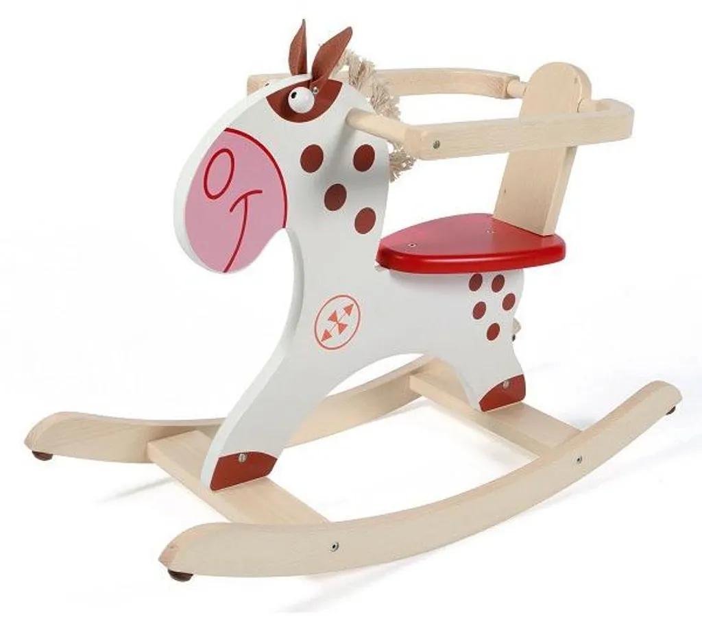 Cadeau enfant cheval à bascule poney indien bois pour 12-36 mois