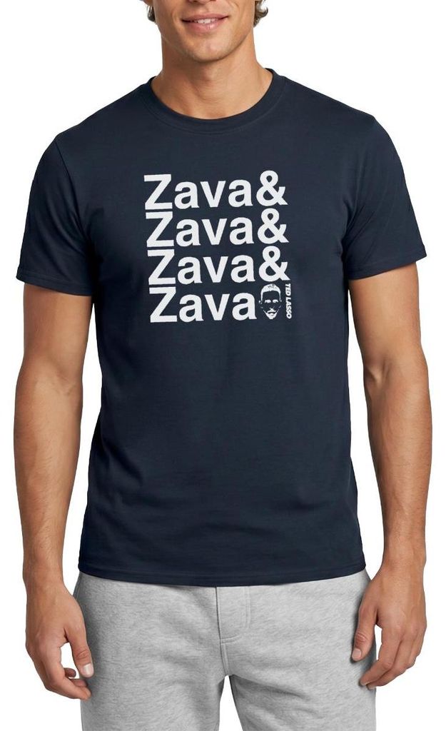 Spreadshirt Ted Lasso Zava Weißer Schriftzug Männer T-Shirt, L, Navy