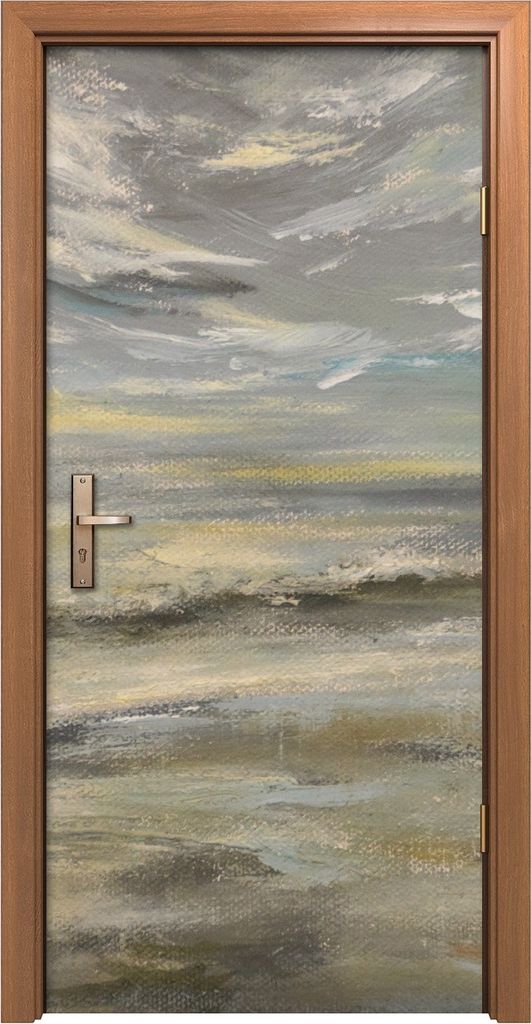 Türposter 90x200 cm Türaufkleber Türtapete Türfolie Klebefolie Foto Meer nach Sturm Acryl Malerei