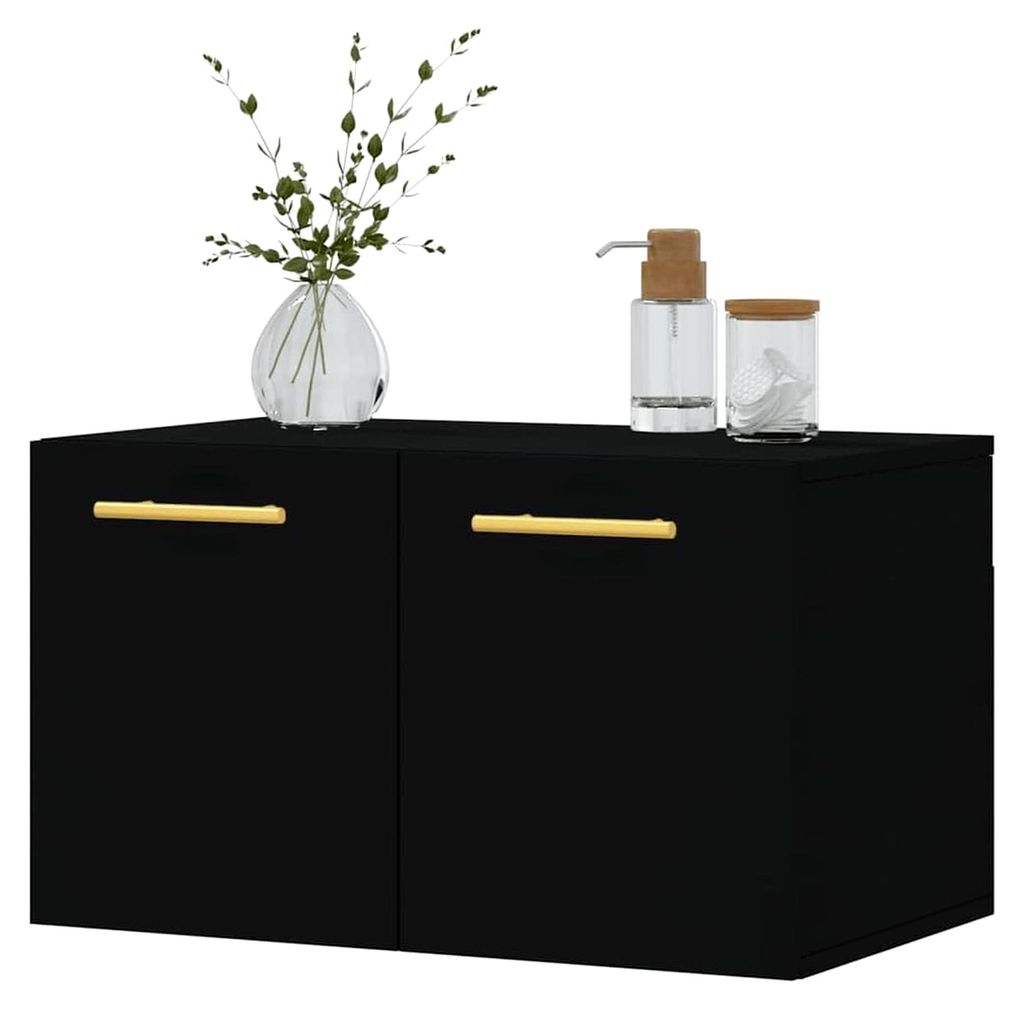 Wandschrank, Schwarz, 60 x 36,5 x 35 cm, Holzwerkstoff