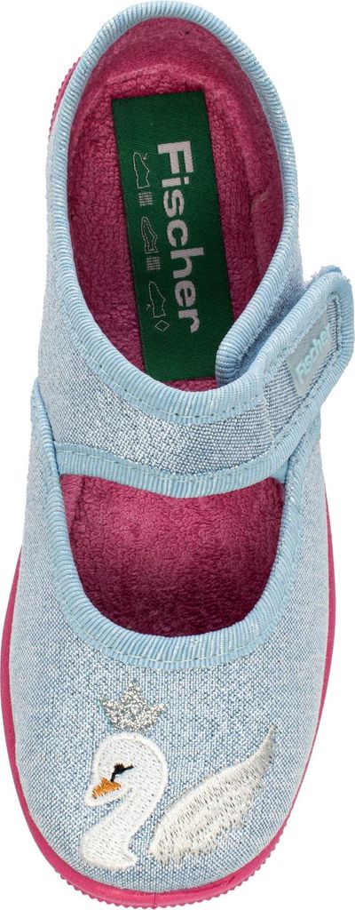 Fischer Kinder Hausschuh Mädchen Klett Ballerina mit süßer Stickerei Melly, Größe:33 EU, Farbe:Blau