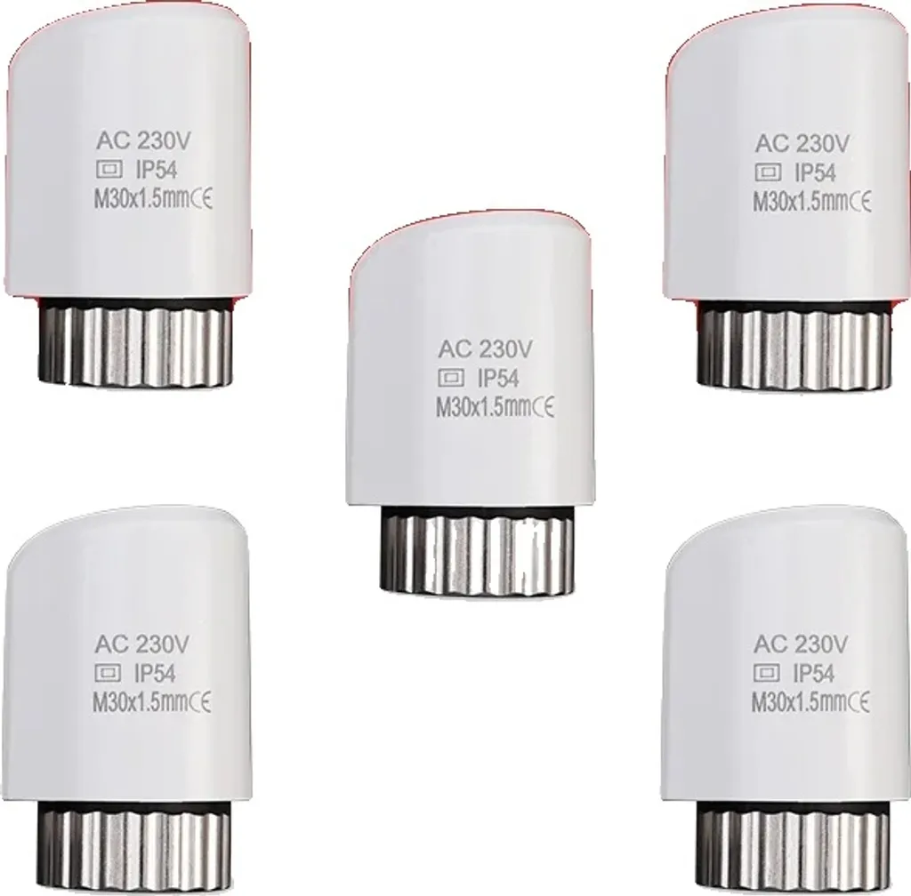 Set 5x Termoattuatori Elettrici 230V NO Tipo 1 per Valvole Termostatiche