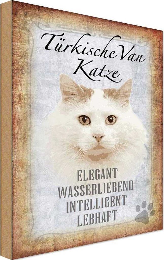 vianmo Holzschild 30x20 cm türkische Van Katze Tier Haustier