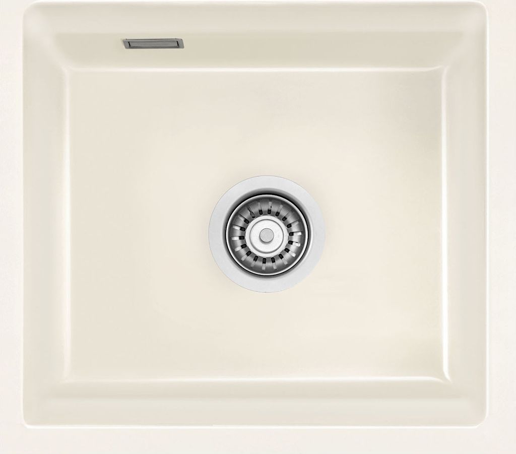 Flächenbündige Spüle KeraDomo KARA 51 F/o in MAGNOLIE mit Excenterbetätigung / ab Schrankbreite 50 cm / Einbauspüle