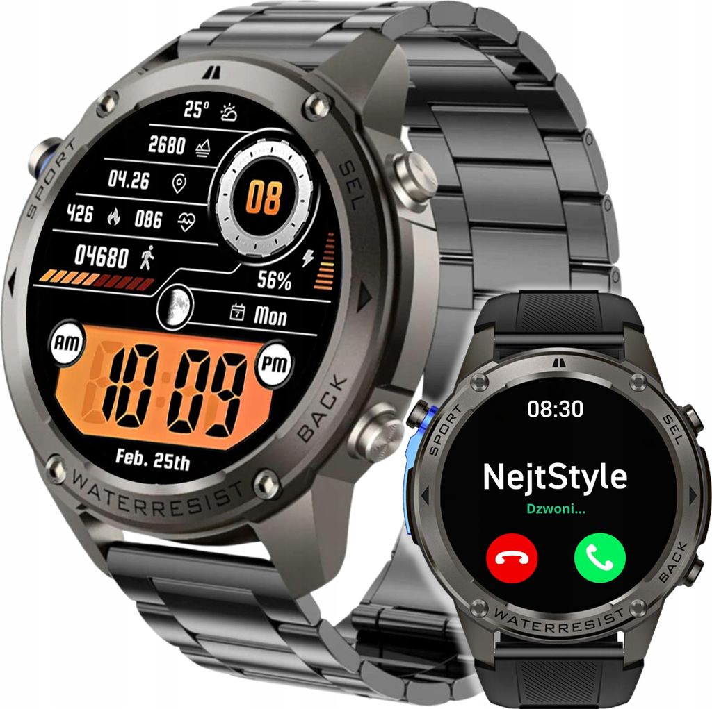 Smartwatch Męski GPS Zegarek Wodoodporny Menu PL Rozmowy Zdjęcie produktu 