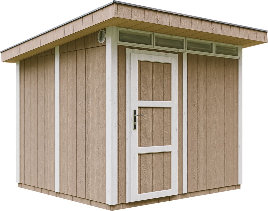 Gartenhaus 5,9m² mit Boden und Bitumenfliesen - Geräteschuppen B279xL293xH239 cm - Gartenhütte TIMBELA M903 - TERRA BROWN