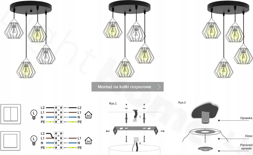 Lampadario Industriale Corral Metallo 4 Luci - Illuminazione Lusso - 9