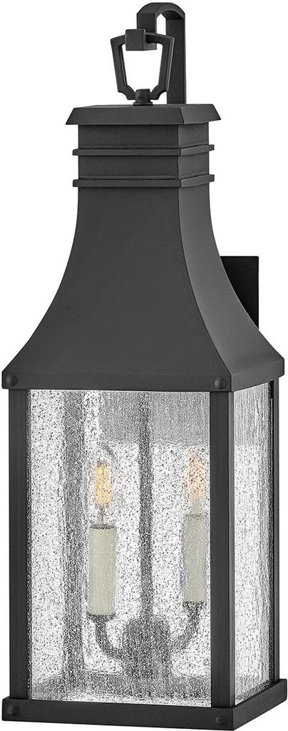 Außenleuchte Wand Aluminium Glas IP44 Schwarz antik E14 2-flammig Vintage Design Außenlampe