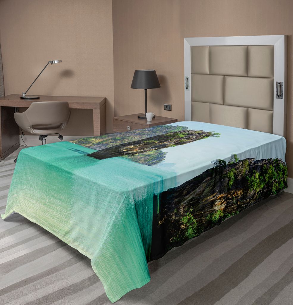 ABAKUHAUS Insel Bettlaken, James Bond Stone Island Landschaft Im Tropischen Strand, Der Lebensreise Foto Kreuzt, weiches bequemes oberes Bettlaken ...