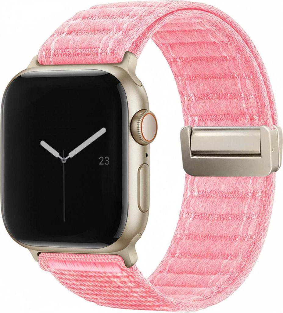 Smartwatch Armband für Apple Watch Series 4 44mm Nylon Textil Band Ersatzband Wechselband Magnetverschluss flexibel atmungsaktiv Rosa