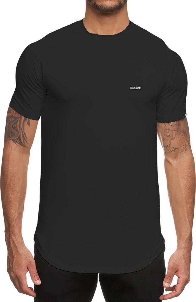 Herren Sport Kompressionsshirt Baumwolle Muscle Fit T-Shirt Schwarz Gr. S