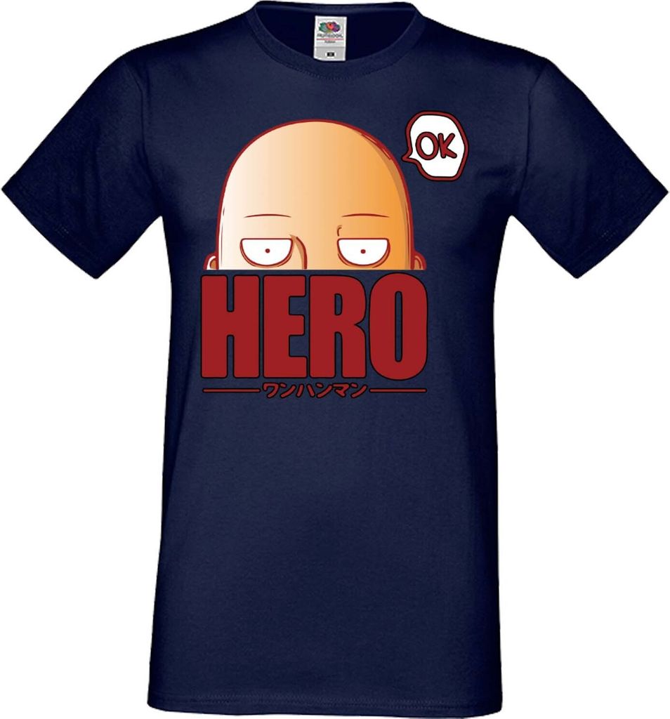 Herren T-Shirt Anime Manga One manga Punch Anime Man 01, Man L / Dunkelblau