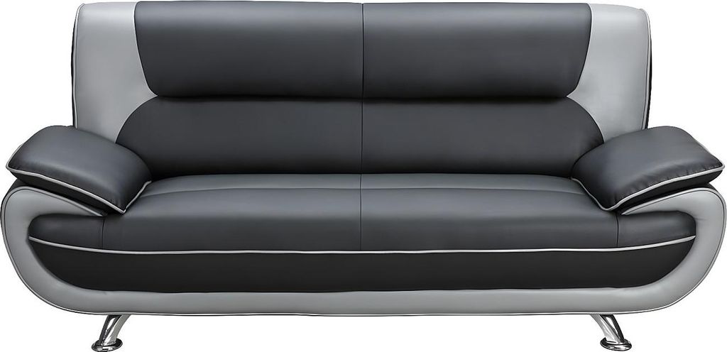 Sofa 3-Sitzer - Kunstleder - Schwarz & Grau - NIGEL Produktbild 