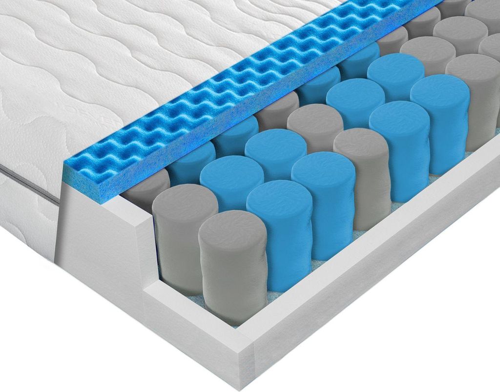 Matratze 180x200 H3 H4, Höhe ca. 21cm, 7 Zonen Taschenfederkernmatratze 180x200cm, Atmungsaktiver Doppeltuchbezug mit Aloe Vera Veredelung