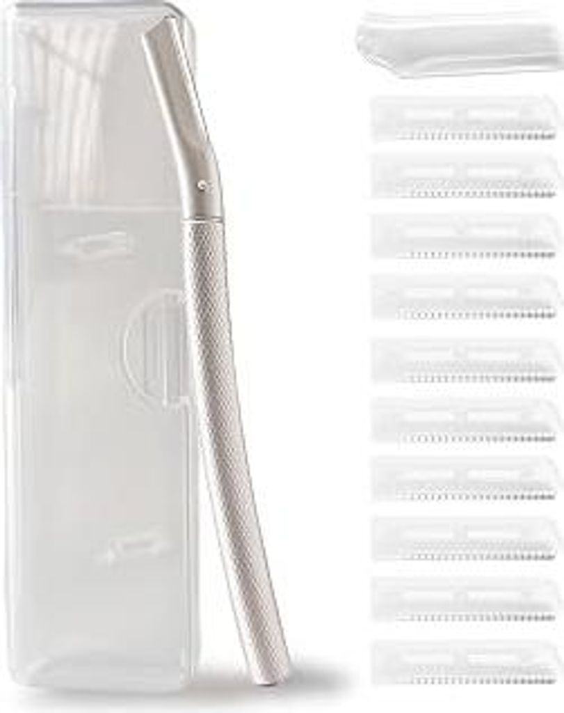 Ruimooto Augenbrauenrasierer mit 10 Stück rostfrei Rasierklingen, Gesichtshaarentferner für Frauen aus Hochwertiger Metall?Augenbrauentrimmer Ges...