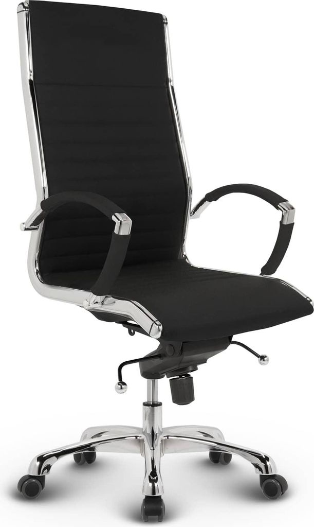 VERSEE Montreal Bürostuhl Stoff Schwarz – ergonomischer Chefsessel, drehbarer Arbeitsstuhl mit hoher Rückenlehne, bequem gepolstert, belastbar ...