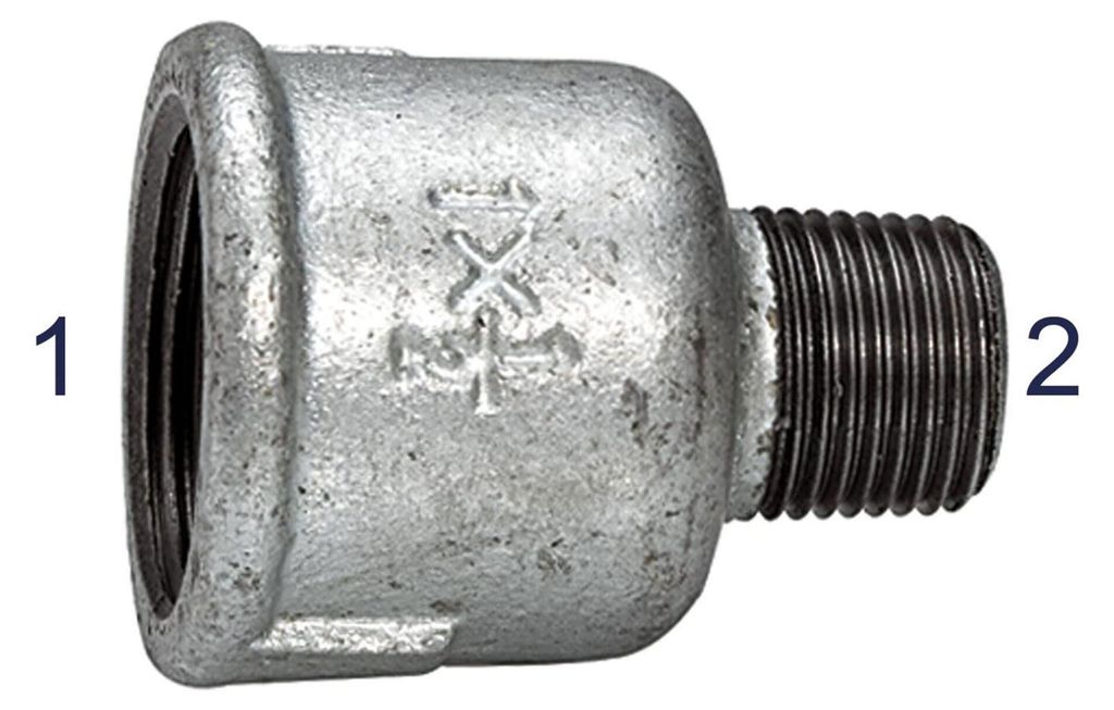 Riegler Reduziermuffe 246, IG/AG, Rp 1 1/4, R 3/4, schwarzer Temperguss