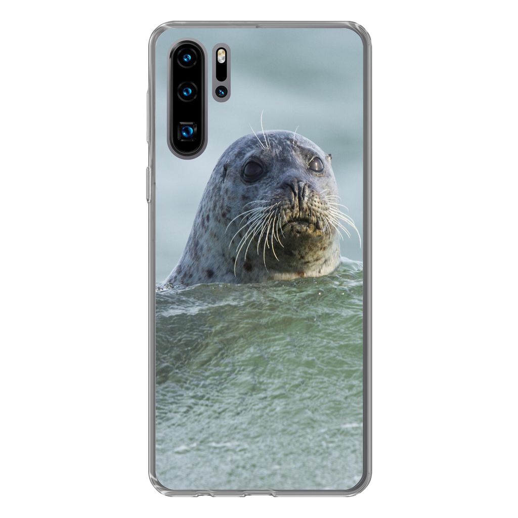 MuchoWow Handyhülle Schutzhülle Hülle für Huawei P30 Pro Nordsee - Seehund - Wasser Silikon Softcase Handy Hülle - Schutzdeckel