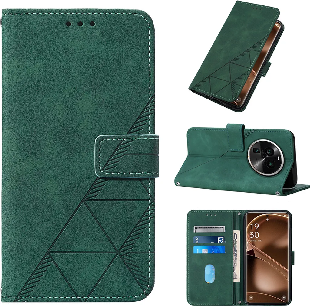 Cover Portafoglio Oppo Find X6 Pro Verde Goffrato | Porta Carte