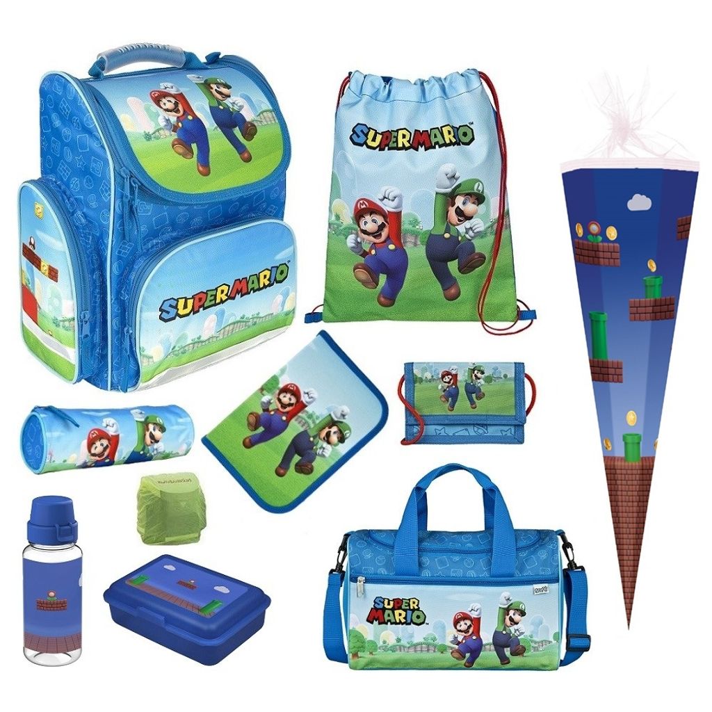 SUPER MARIO Schulranzen 10-teiliges Set Ranzen 1. Klasse Produktbild 