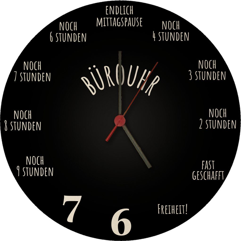 Bürouhr mit Feierabend Countdown Wanduhr aus MDF Produktbild 