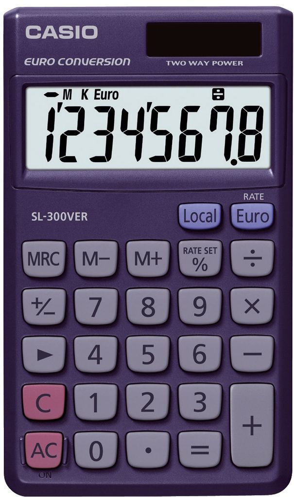 Casio SL-300VER, Tasche, 8 Ziffern, Akku, Blau Produktbild 