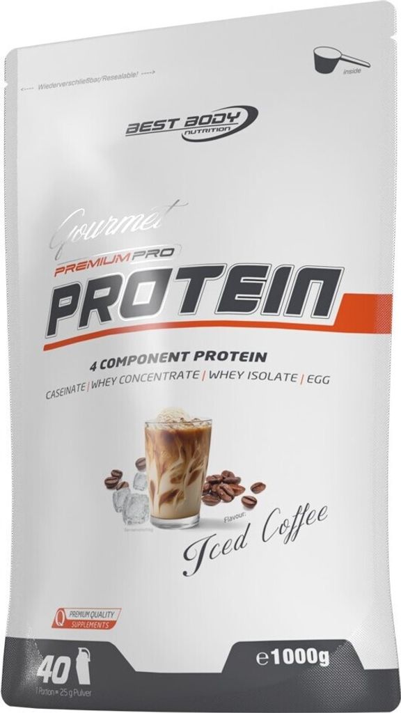 Best Body Nutrition - Gourmet Premium Pro Protein - 1000 g Zipp-Beutel, 1 x 1000 g Zipp-Beutel, Geschmack: Iced Coffee