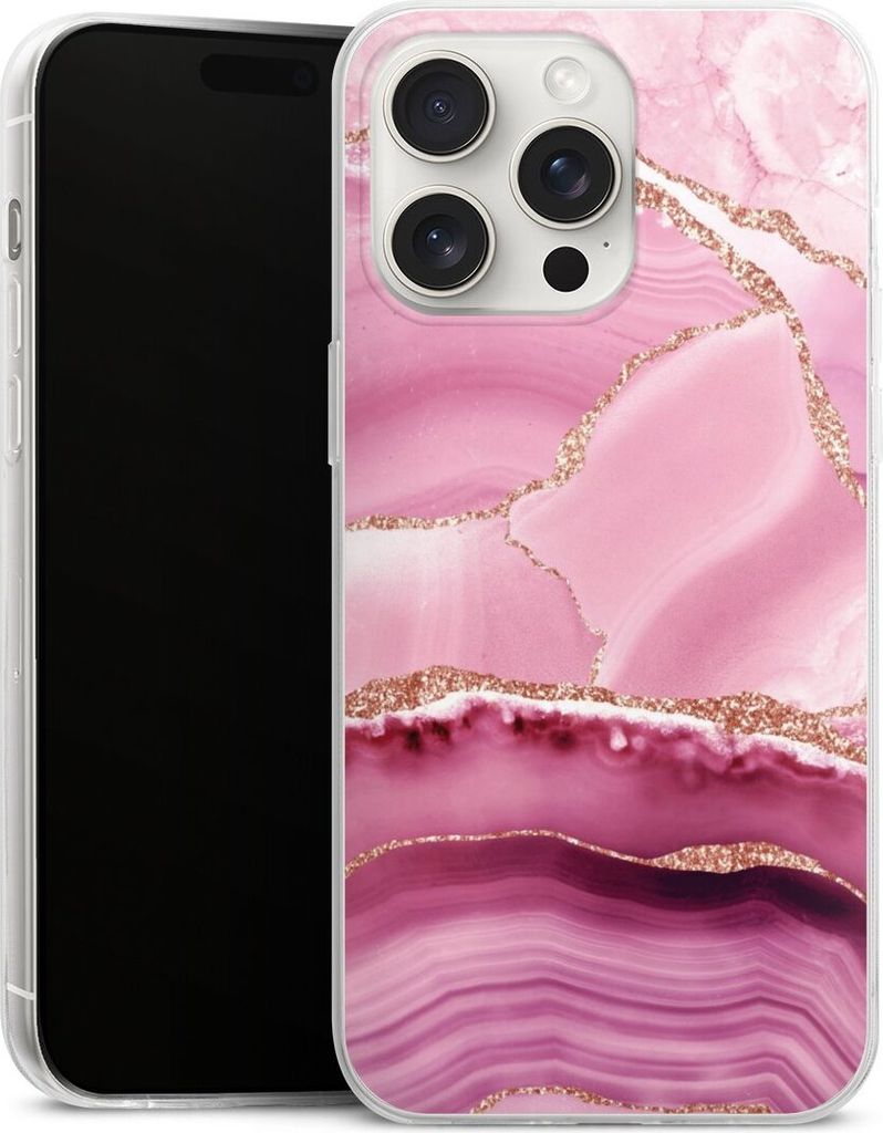 DeinDesign Slim Hülle für Apple iPhone 15 Pro Max Silikon Case Ultra Dünn Handyhülle Glitzer Look Marmor Meerjungfrau