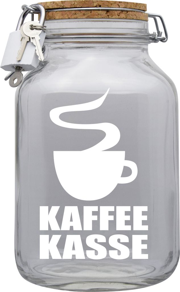Spardose Geld Geschenk Ideen Kaffee Kasse Transparent Größe XXL 3 Liter