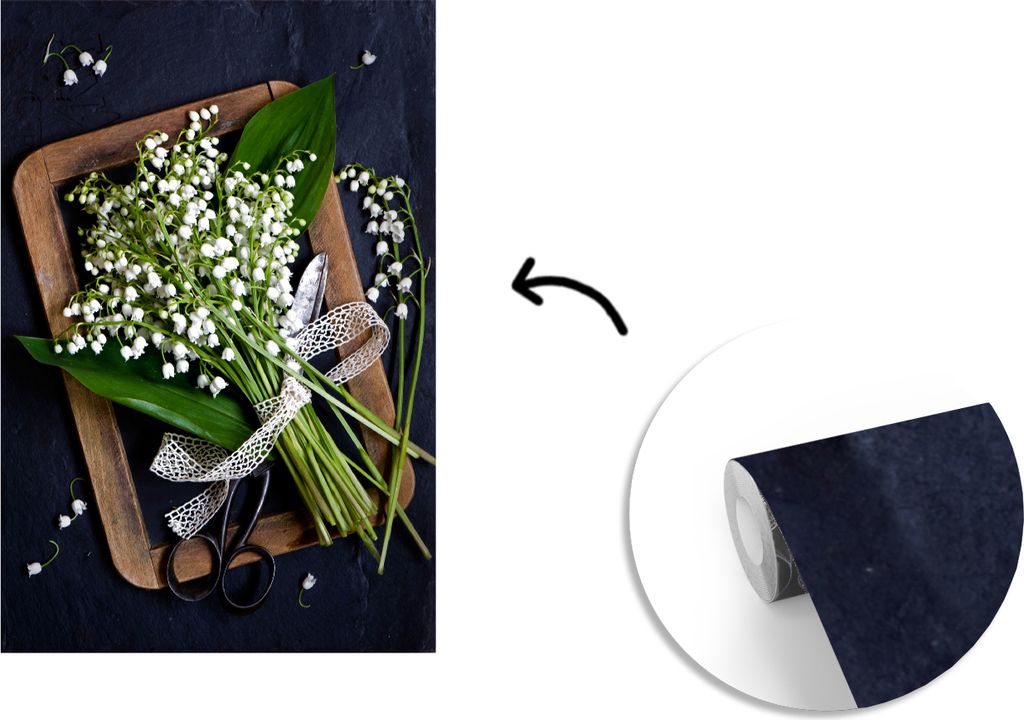 MuchoWow Fototapete für Wohnzimmer oder Schlafzimmer Wandtapete Vinyl Motivtapete Ein Strauß Maiglöckchen - 190x280 cm - Küche