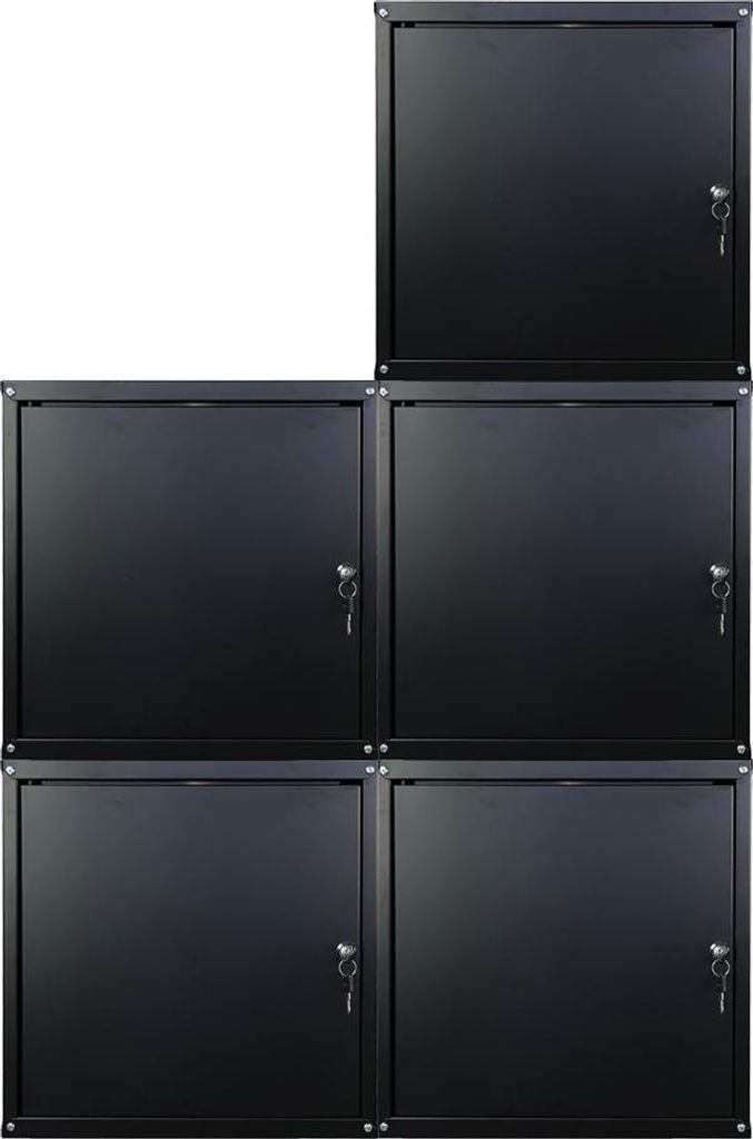 Mega Deal | 5x Schließfachwürfel Cubic XL | HxBxT 45x45x45 cm | Schwarz