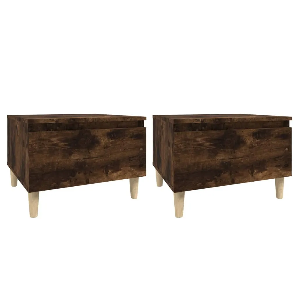 Coppia Tavolini SYFAX™ Rovere Fumo 50x46x35cm | Arredo Legno Multistrato - 1
