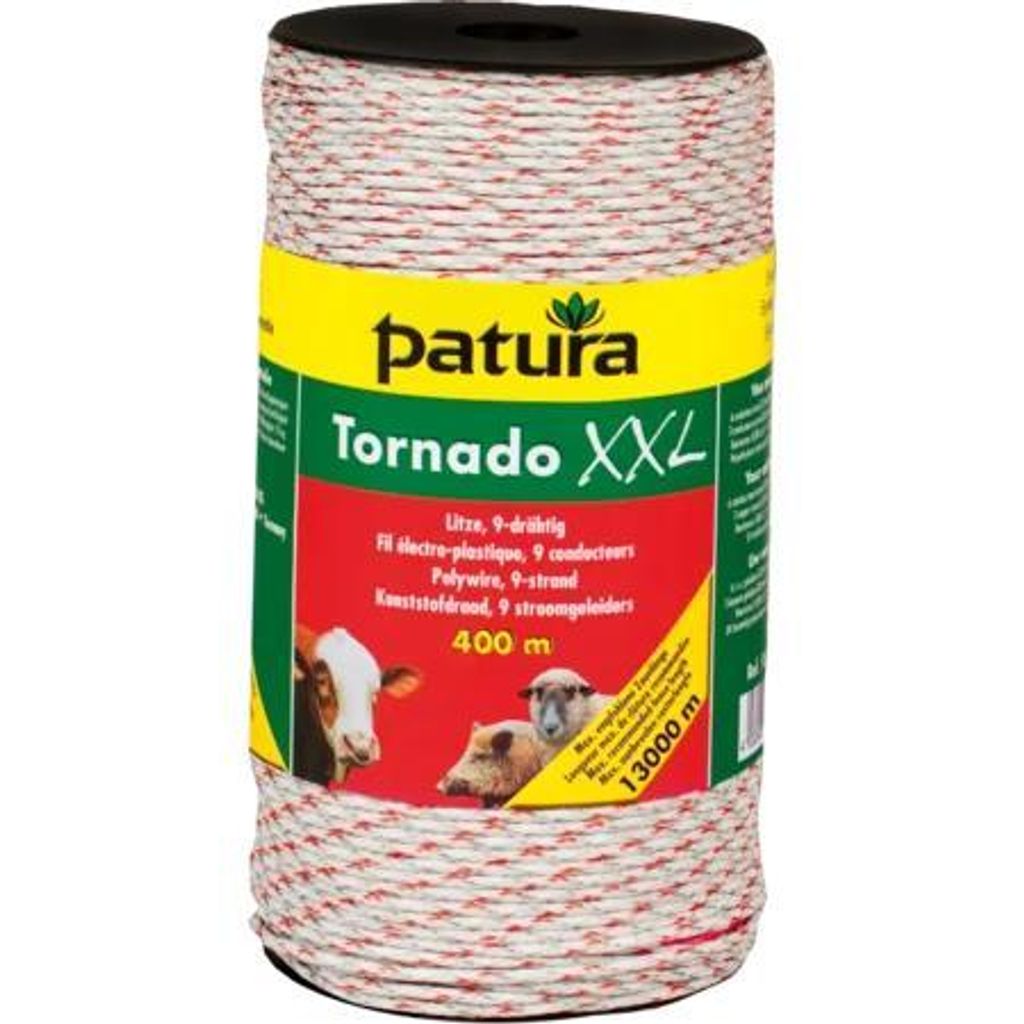 Tornado XXL Litze, 400 m Rolle geflochtene Litze, weiss-rot