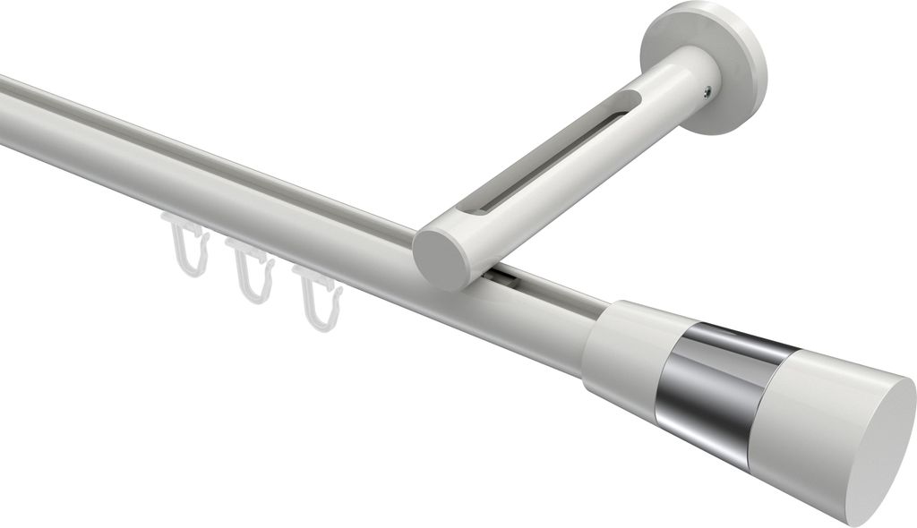 Interdeco Innenlaufstange / Gardinenstange mit Innenlauf Weiß, Typ Siteno Tanara (Konus Bicolor), 20 mm Ø 1-läufig, 540 cm