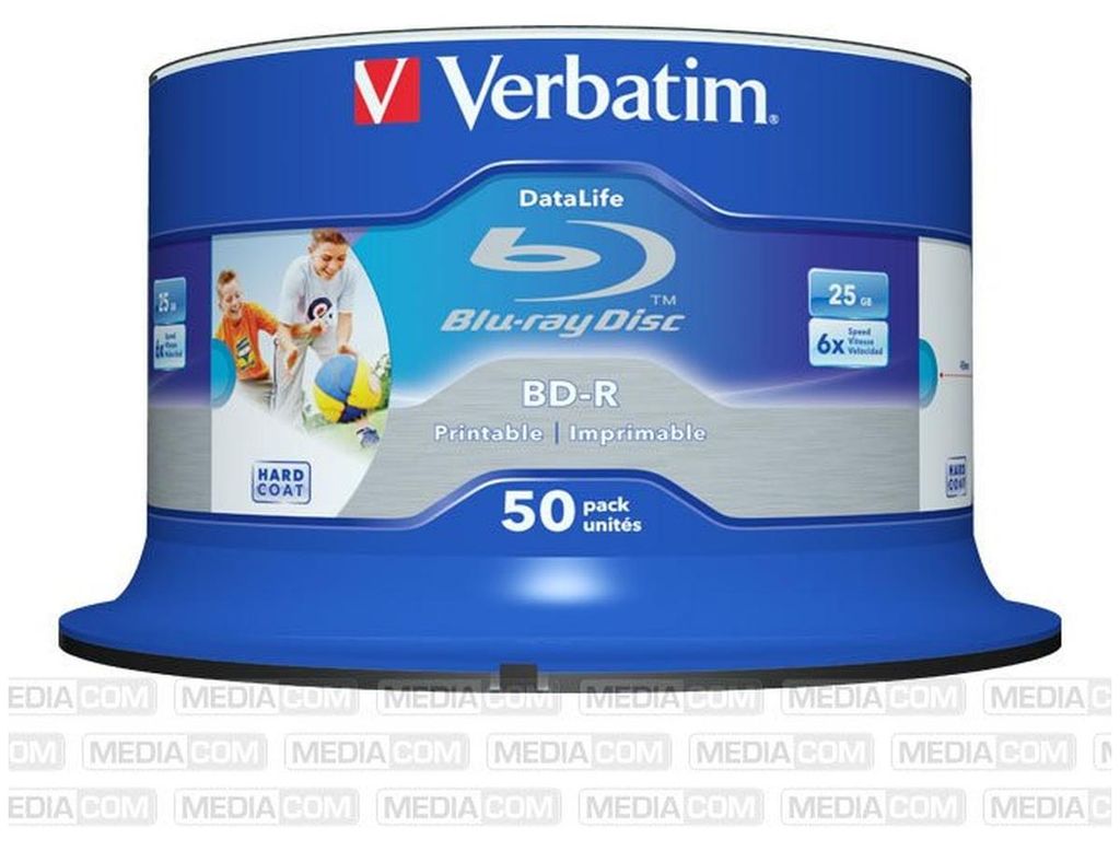 VERBATIM Blu-Ray BD-R SL Datalife HTL 25GB 6x 50er Spindel Produktbild 