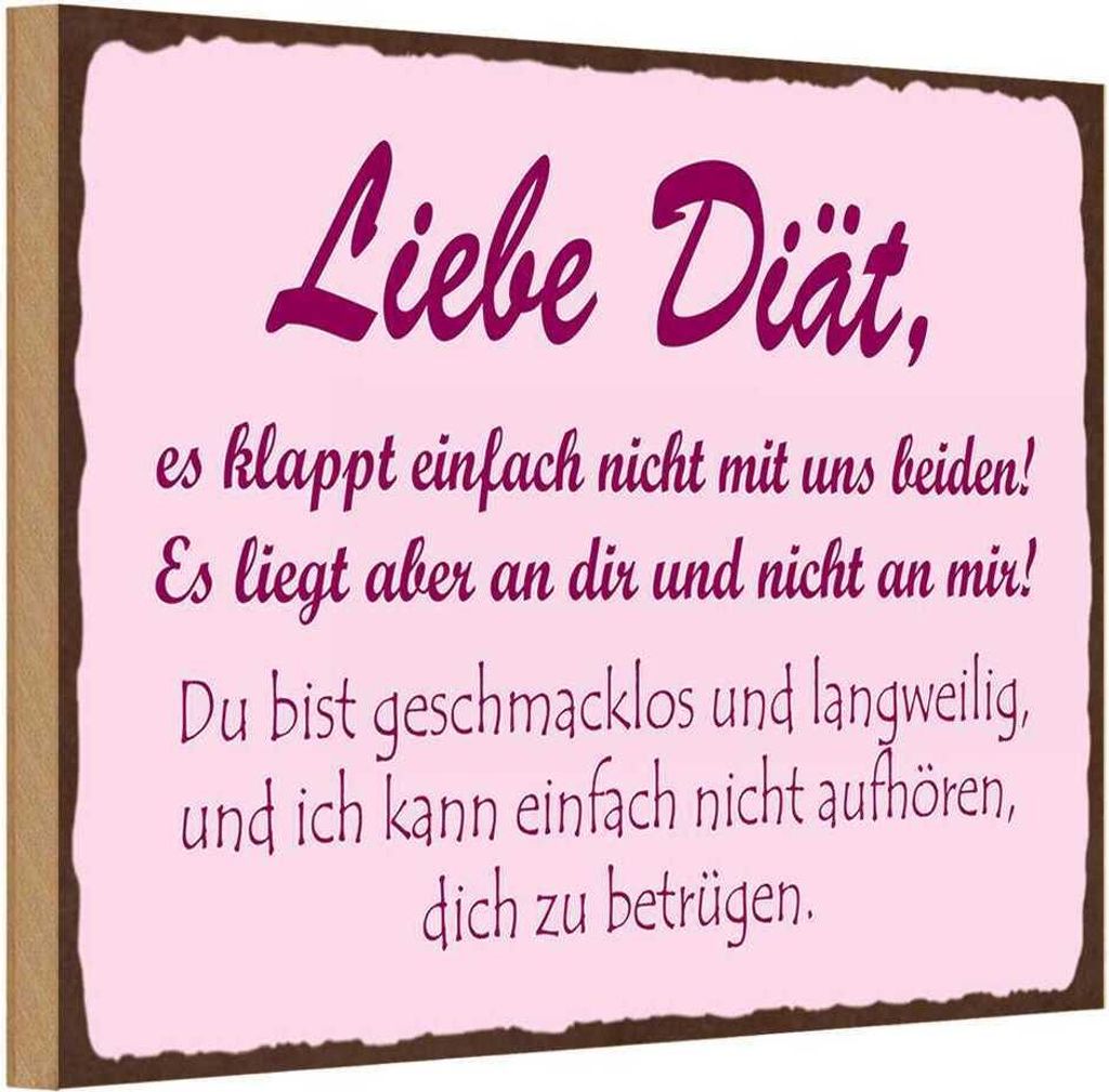 vianmo Holzschild 12x18 cm liebe Diät klappt einfach nicht Spruch Zitat