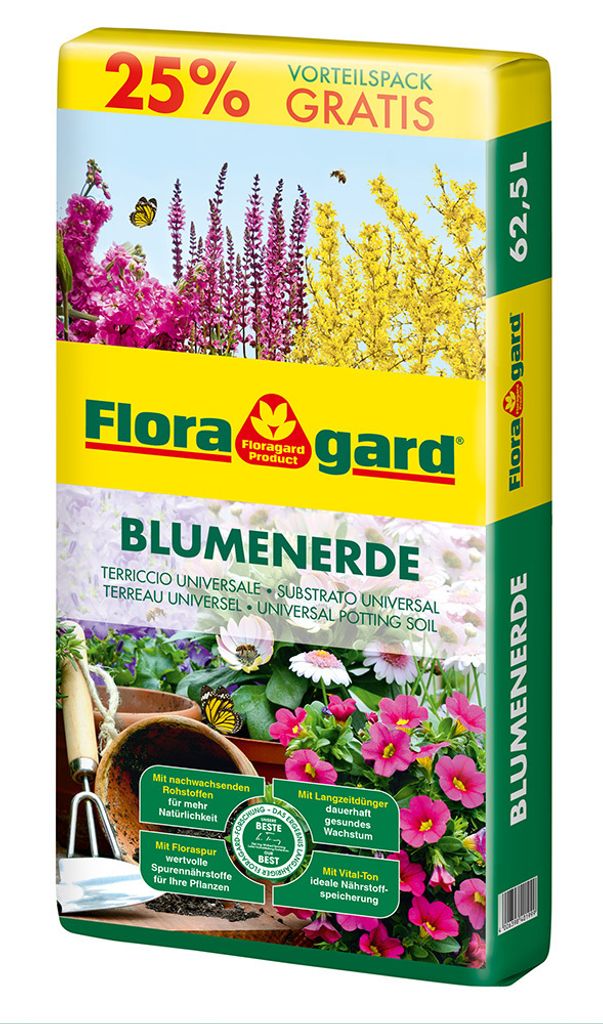 Blumenerde torfreduziert Floragard 62,5 L Produktbild 3