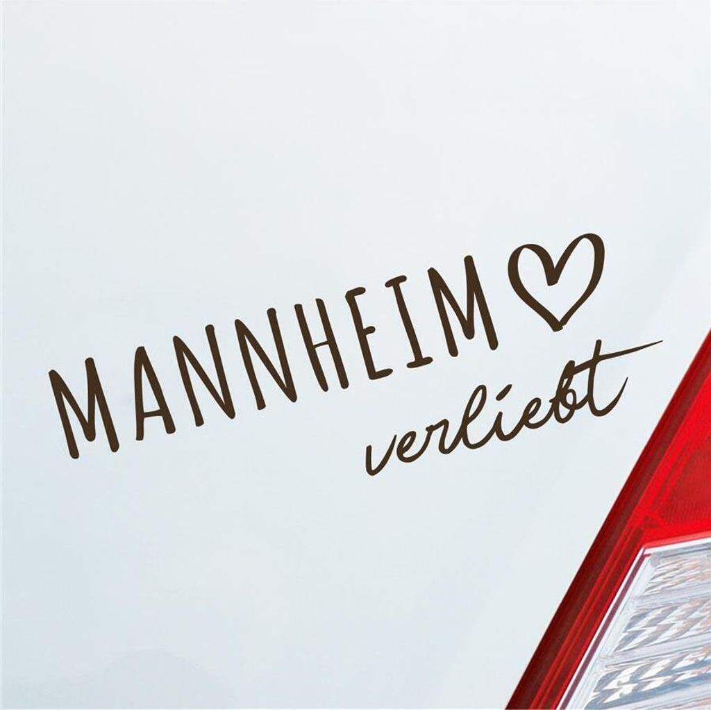 Auto Aufkleber Mannheim verliebt Herz Stadt Heimat Liebe Car 19x6 cm Braun Sticker Heckscheibenaufkleber