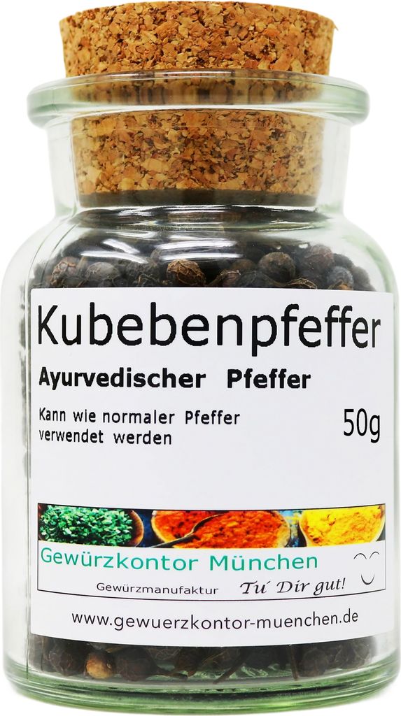 Kubebenpfeffer, Stiel-Pfeffer 50g im Glas Gewürzkontor München