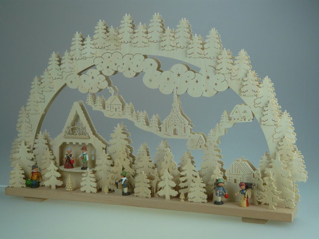 Original Erzgebirgischer Marken Schwibbogen Lichterbogen 70 x 43 cm S70-6_44