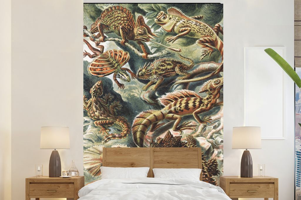MuchoWow Fototapete für Wohnzimmer oder Schlafzimmer Wandtapete Vinyl Motivtapete Jahrgang - Kunst - Ernst Haeckel - Salamander - Tiere - 200x30...